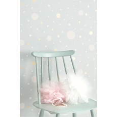 Kép 2/3 - Majvillan Pöttyös szürke-arany vlies gyermek tapéta Confetti Grey/Gold 53 cm X 10 m