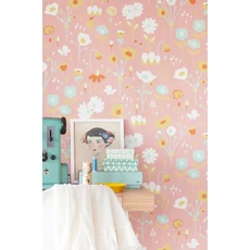 Kép 5/5 - Majvillan Virágos rózsaszín vlies gyerek tapéta Bloom Pink 53 cm X 10 m