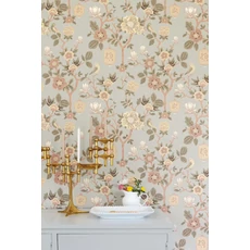 Kép 2/2 - Virágos kékes szürke vlies tapéta Majvillan Tokyo tea Whispering Blue 53 cm X 10 m