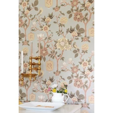 Kép 4/7 - Virágos kékes szürke vlies tapéta Majvillan Tokyo tea Whispering Blue 53 cm X 10 m