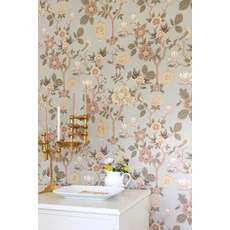 Kép 5/7 - Virágos kékes szürke vlies tapéta Majvillan Tokyo tea Whispering Blue 53 cm X 10 m