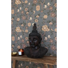 Kép 8/10 - Virágos zöldes kék vlies tapéta Majvillan Tokyo tea Moonlight Pine Green 53 cm X 10 m