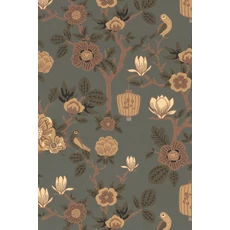 Kép 10/10 - Virágos zöldes kék vlies tapéta Majvillan Tokyo tea Moonlight Pine Green 53 cm X 10 m