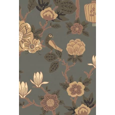 Kép 1/10 - Virágos zöldes kék vlies tapéta Majvillan Tokyo tea Moonlight Pine Green 53 cm X 10 m