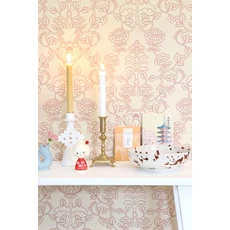 Kép 3/10 - Virágos bézs vlies tapéta piros mintával Majvillan Cheri Spritz Soft Cranberry Red 53 cm X 10 m