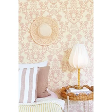 Kép 5/10 - Virágos bézs vlies tapéta piros mintával Majvillan Cheri Spritz Soft Cranberry Red 53 cm X 10 m