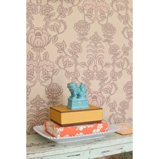 Kép 8/10 - Virágos bézs vlies tapéta púder mintával Majvillan Cheri Spritz Light Amber 53 cm X 10 m