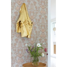 Kép 4/7 - Virágos kékes zöld vlies tapéta púder mintával Majvillan Cheri Spritz Vintage Blue Green 53 cm X 10 m