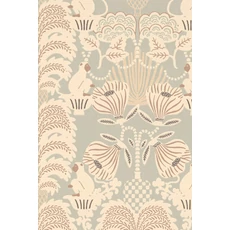 Kép 1/7 - Majvillan Art deco stílusú majom mintás bézs-zöld vlies tapéta Hello Monkey Pale Sage Green 53 cm X 10 m