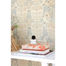 Kép 4/7 - Majvillan Art deco stílusú majom mintás bézs-zöld vlies tapéta Hello Monkey Pale Sage Green 53 cm X 10 m