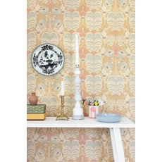 Kép 3/7 - Majvillan Art deco stílusú majom mintás sárga vlies tapéta Hello Monkey Lion Yellow 53 cm X 10 m