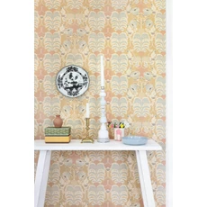 Kép 5/7 - Majvillan Art deco stílusú majom mintás sárga vlies tapéta Hello Monkey Lion Yellow 53 cm X 10 m