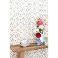 Kép 3/6 - Majvillan Skandináv stílusú virágmintás kék vlies tapéta Bellini Soft Blue 53 cm X 10 m