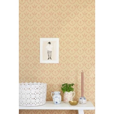Kép 3/7 - Majvillan Skandináv stílusú virágmintás bézs-piros vlies tapéta Bellini Sunny Beige 53 cm X 10 m