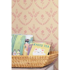 Kép 4/7 - Majvillan Skandináv stílusú virágmintás bézs-piros vlies tapéta Bellini Sunny Beige 53 cm X 10 m