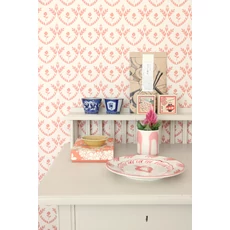 Kép 2/7 - Majvillan Skandináv stílusú virágmintás piros vlies tapéta Bellini Sunny Red 53 cm X 10 m