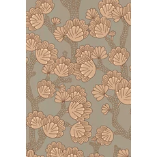 Kép 1/8 - Majvillan Modern levél mintás zöld-barna vlies tapéta Beachy Breeze Bay Tree Green 53 cm X 10 m