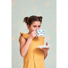 Kép 4/7 - Majvillan Repülő madarak türkiz vlies tapéta Follow The Wind Dusty Turquoise 53 cm X 10 m