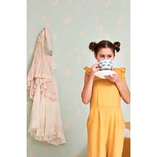 Kép 2/7 - Majvillan Repülő madarak türkiz vlies tapéta Follow The Wind Dusty Turquoise 53 cm X 10 m