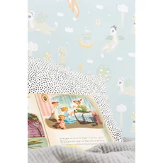 Kép 4/9 - Majvillan Repülő sárkányok kék vlies gyerek tapéta Magical Adventure Dusty Blue 53 cm X 10 m