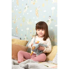 Kép 2/9 - Majvillan Repülő sárkányok kék vlies gyerek tapéta Magical Adventure Dusty Blue 53 cm X 10 m