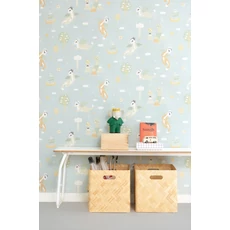 Kép 6/9 - Majvillan Repülő sárkányok kék vlies gyerek tapéta Magical Adventure Dusty Blue 53 cm X 10 m