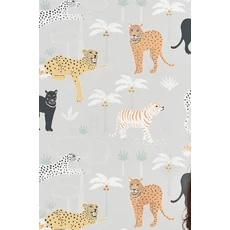 Kép 6/6 - Majvillan Párduc mintás szürke vlies gyerek tapéta Black Panther Light Grey 53 cm X 10 m