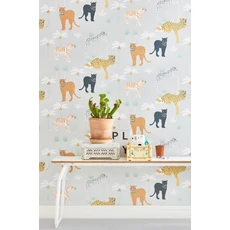 Kép 3/6 - Majvillan Párduc mintás szürke vlies gyerek tapéta Black Panther Light Grey 53 cm X 10 m