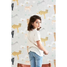 Kép 4/6 - Majvillan Párduc mintás szürke vlies gyerek tapéta Black Panther Light Grey 53 cm X 10 m