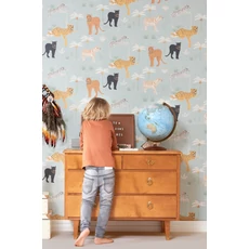 Kép 2/5 - Majvillan Párduc mintás kék vlies gyerek tapéta Black Panther Twilight Blue 53 cm X 10 m