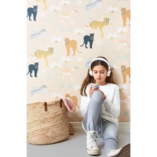 Kép 2/5 - Majvillan Párduc mintás sárga vlies gyerek tapéta Black Panther Creamy Orange 53 cm X 10 m