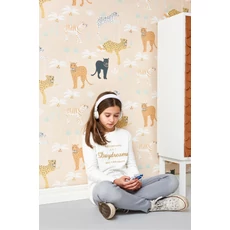 Kép 4/5 - Majvillan Párduc mintás sárga vlies gyerek tapéta Black Panther Creamy Orange 53 cm X 10 m