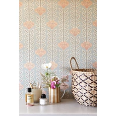 Kép 5/8 - Majvillan Skandináv virágos kék vlies tapéta Caipirinha Mizzle Blue 53 cm X 10 m