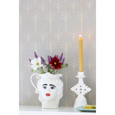 Kép 2/7 - Majvillan Pálmaleveles art deco kék vlies tapéta Lolo Mizzle Blue 53 cm X 10 m