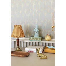 Kép 4/7 - Majvillan Pálmaleveles art deco kék vlies tapéta Lolo Mizzle Blue 53 cm X 10 m