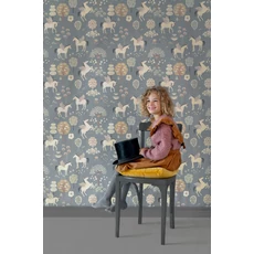 Kép 4/5 - Majvillan Vidám unikornosok kék vlies gyerek tapéta True Unicorns Evening Blue 53 cm X 10 m