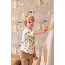 Kép 3/6 - Majvillan Láma mintás szürke vlies gyerek tapéta Lama Village Soft Grey 53 cm X 10 m