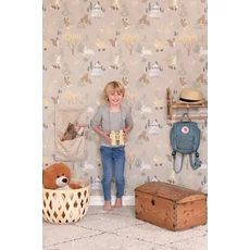 Kép 5/6 - Majvillan Erdei állatok a fák alatt bézs vlies gyerek tapéta Deep Forest Soft Beige 53 cm X 10 m