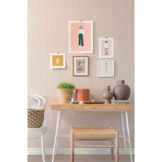 Kép 1/6 - Majvillan Modern halszálka mintás bézs vlies tapéta Herringbone Sandy Beige 53 cm X 10 m