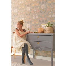 Kép 3/6 - Majvillan Skandináv virágmintás szürke vlies tapéta madarakkal June Mindful Grey 53 cm X 10 m