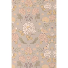 Kép 1/6 - Majvillan Skandináv virágmintás szürke vlies tapéta madarakkal June Mindful Grey 53 cm X 10 m