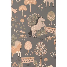 Kép 9/9 - Majvillan Vidám pónis szürke vlies gyerek tapéta My Sweet Stone Grey 53 cm X 10 m