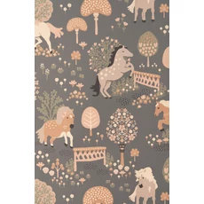 Kép 8/9 - Majvillan Vidám pónis szürke vlies gyerek tapéta My Sweet Stone Grey 53 cm X 10 m