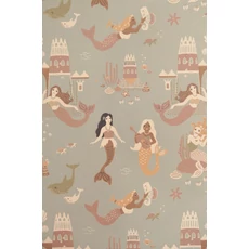 Kép 1/8 - Majvillan Hableányos kék vlies gyerek tapéta Mermaid Reef Ocean Blue 53 cm X 10 m