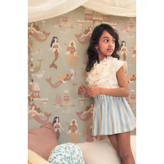 Kép 2/8 - Majvillan Hableányos kék vlies gyerek tapéta Mermaid Reef Ocean Blue 53 cm X 10 m