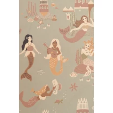 Kép 8/8 - Majvillan Hableányos kék vlies gyerek tapéta Mermaid Reef Ocean Blue 53 cm X 10 m