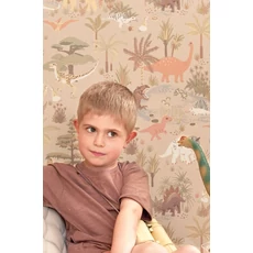 Kép 7/9 - Majvillan Dínós bézs vlies gyerek tapéta Dinosaur Vibes Sandy Beige 53 cm X 10 m