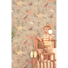 Kép 9/12 - Majvillan Dínós zöld vlies gyerek tapéta Dinosaur Vibes Soft Green 53 cm X 10 m