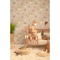 Kép 8/12 - Majvillan Dínós zöld vlies gyerek tapéta Dinosaur Vibes Soft Green 53 cm X 10 m