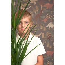 Kép 9/9 - Majvillan Dínós sötétszürke vlies gyerek tapéta Dinosaur Vibes Evening Grey 53 cm X 10 m